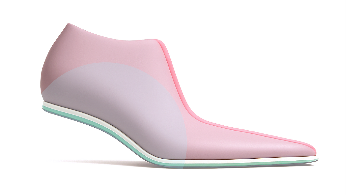 Built on a last shaped for a woman's foot.