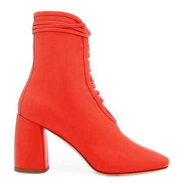 Daniella Shevel BellaDonna Red Leather Boot with Heel and Red Laces Side View