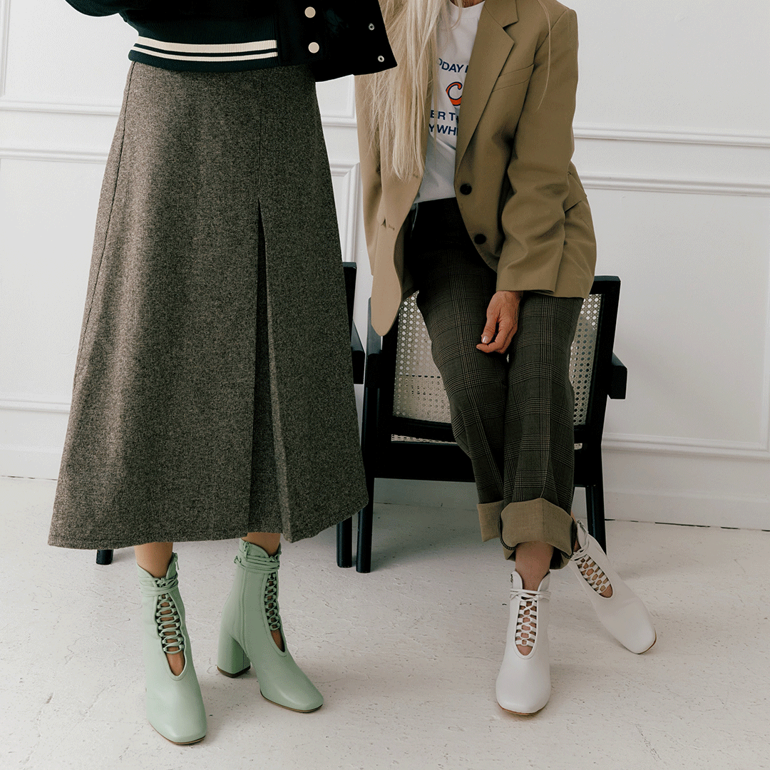 BellaDonna Mint Green Nappa Leather Designer Boot with Lambskin