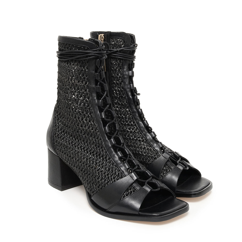 Daniella-Shevel-Frida-Open-Toe-Bootie-In-soft-raffia-in-black-full-pair-side-view