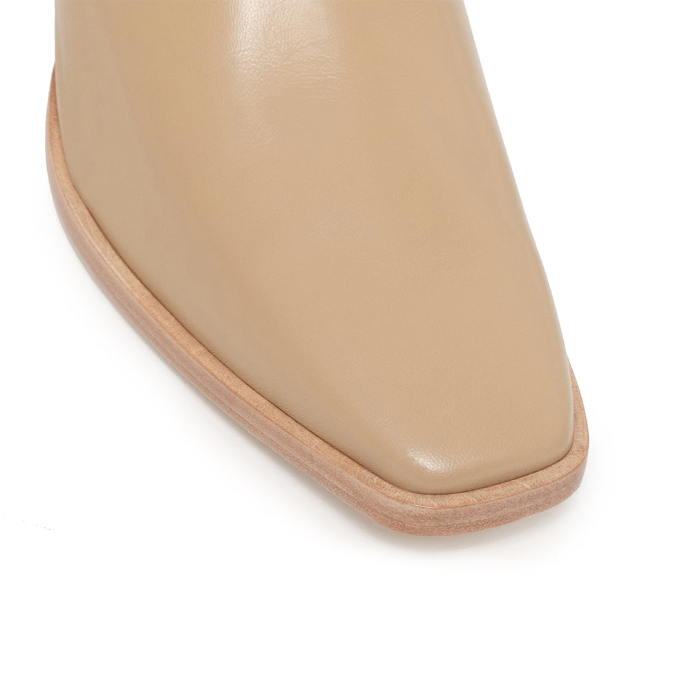 Daniella Shevel Jolene Slip On Mule in Camel Square toe View with welt