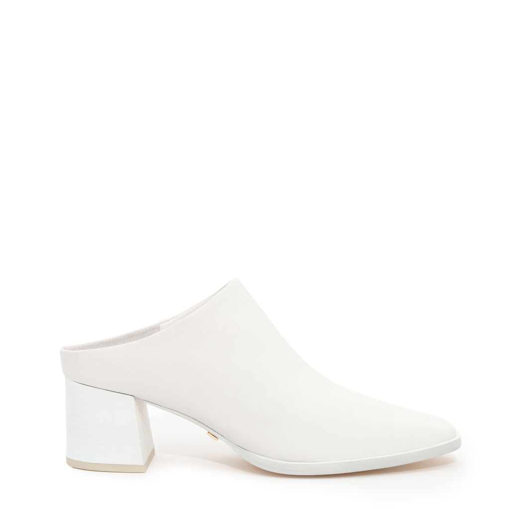 Daniella Shevel Jolene Slip On Mule in White Side View