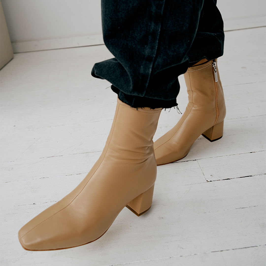Milani Low Heel Stretch Bootie In Creamy Camel – DANIELLA SHEVEL