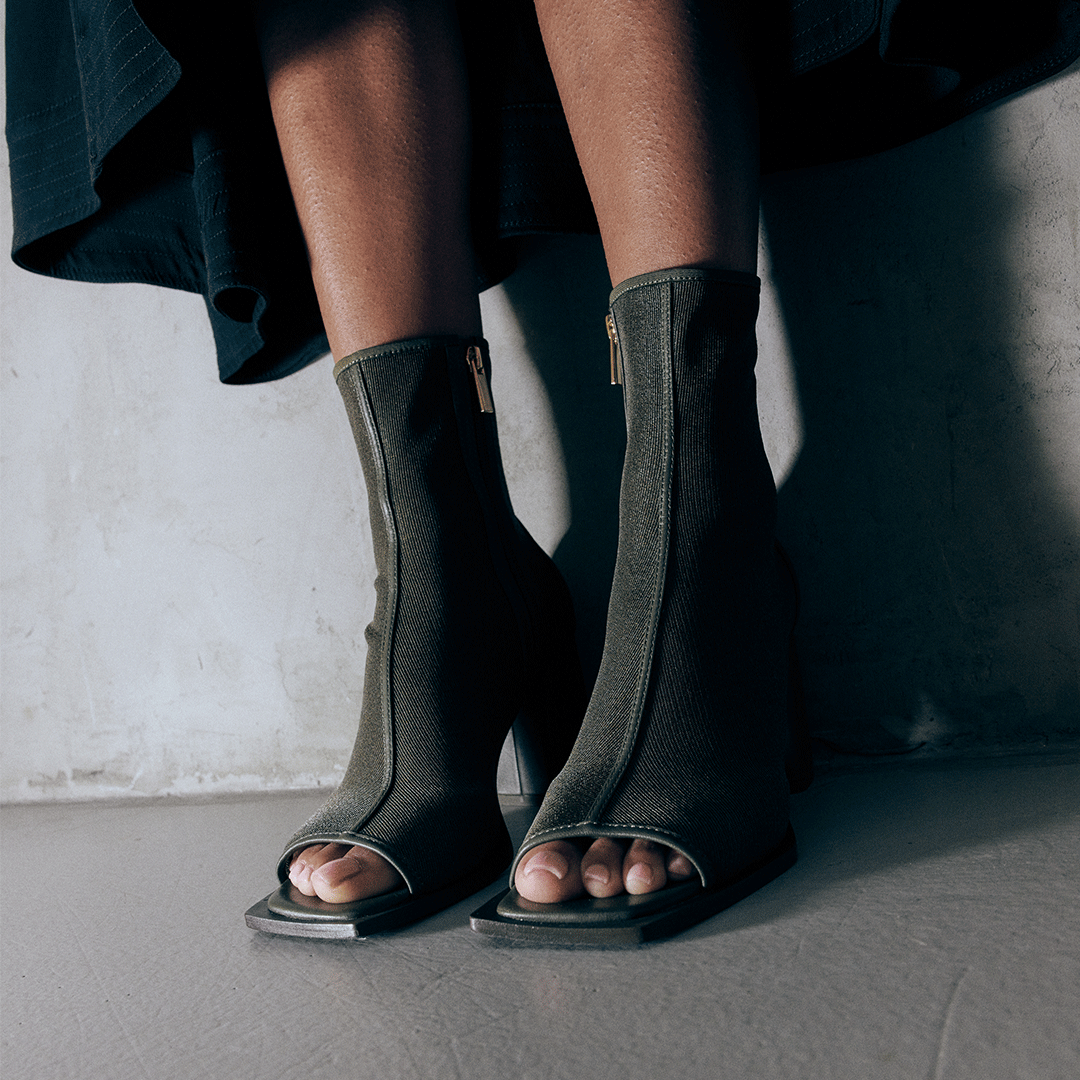 Onyx Stretch Mesh Heel Boot With Open Toe – DANIELLA SHEVEL