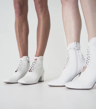 Daniella Shevel Belladonna lace up boot in white movement