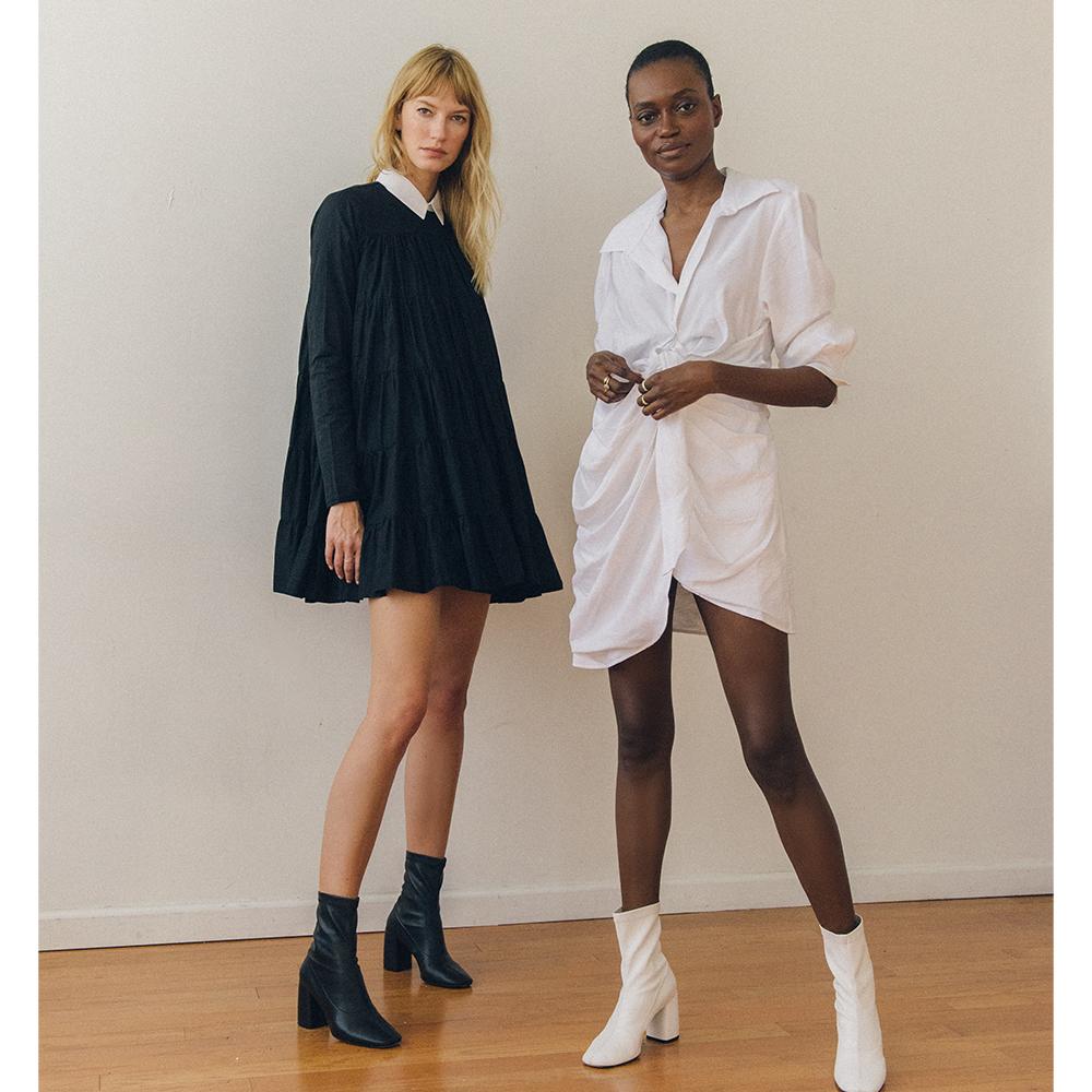 Daniella Shevel BellaMia Black and white Stretch Boot with Block Heel on models