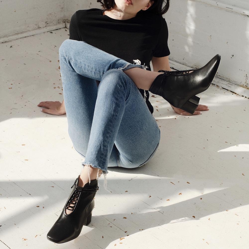 Cleo Black Nappa Leather low Heel Boot with Lambskin Leather Lining DANIELLA SHEVEL Cleo Black Nappa Leather low Heel Boot with Lambskin Leather Lining DANIELLA SHEVEL