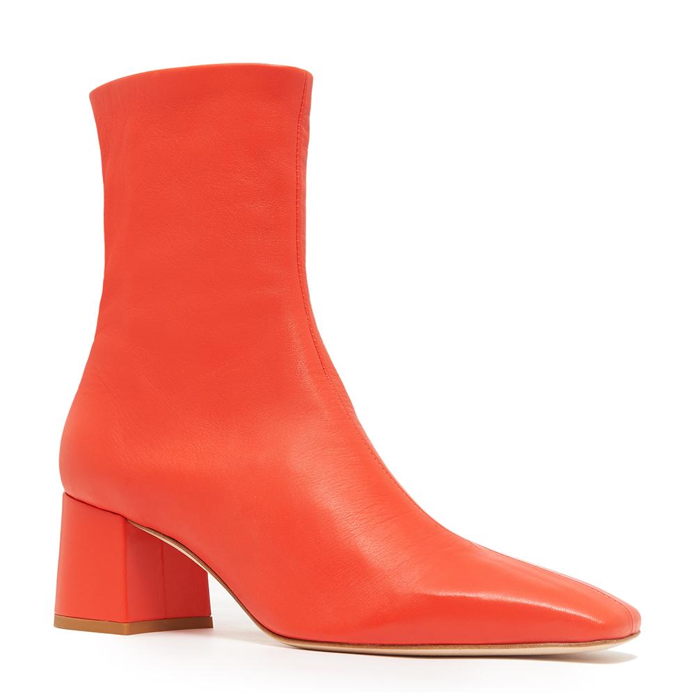 Daniella Shevel Milani Stretch Bootie in Lobster Red Side Angle View