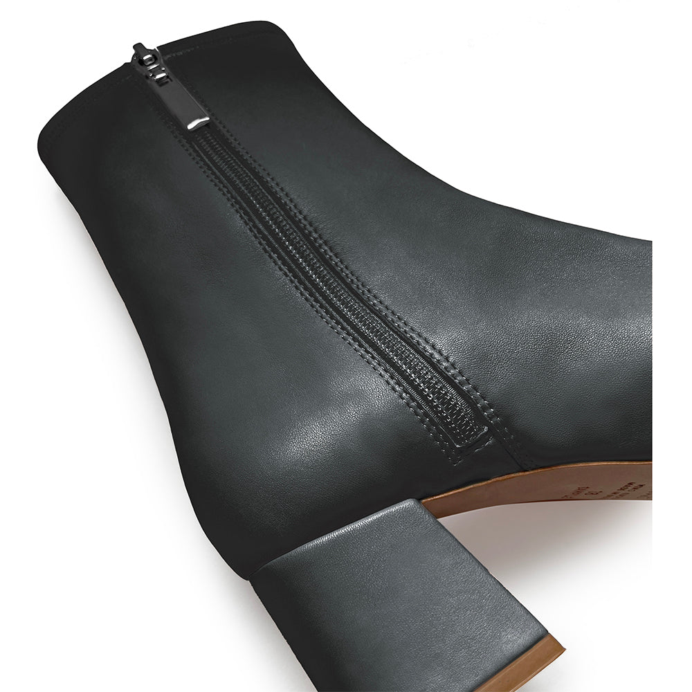 Daniella Shevel Milani Stretch Bootie in Black Inside Zipper View