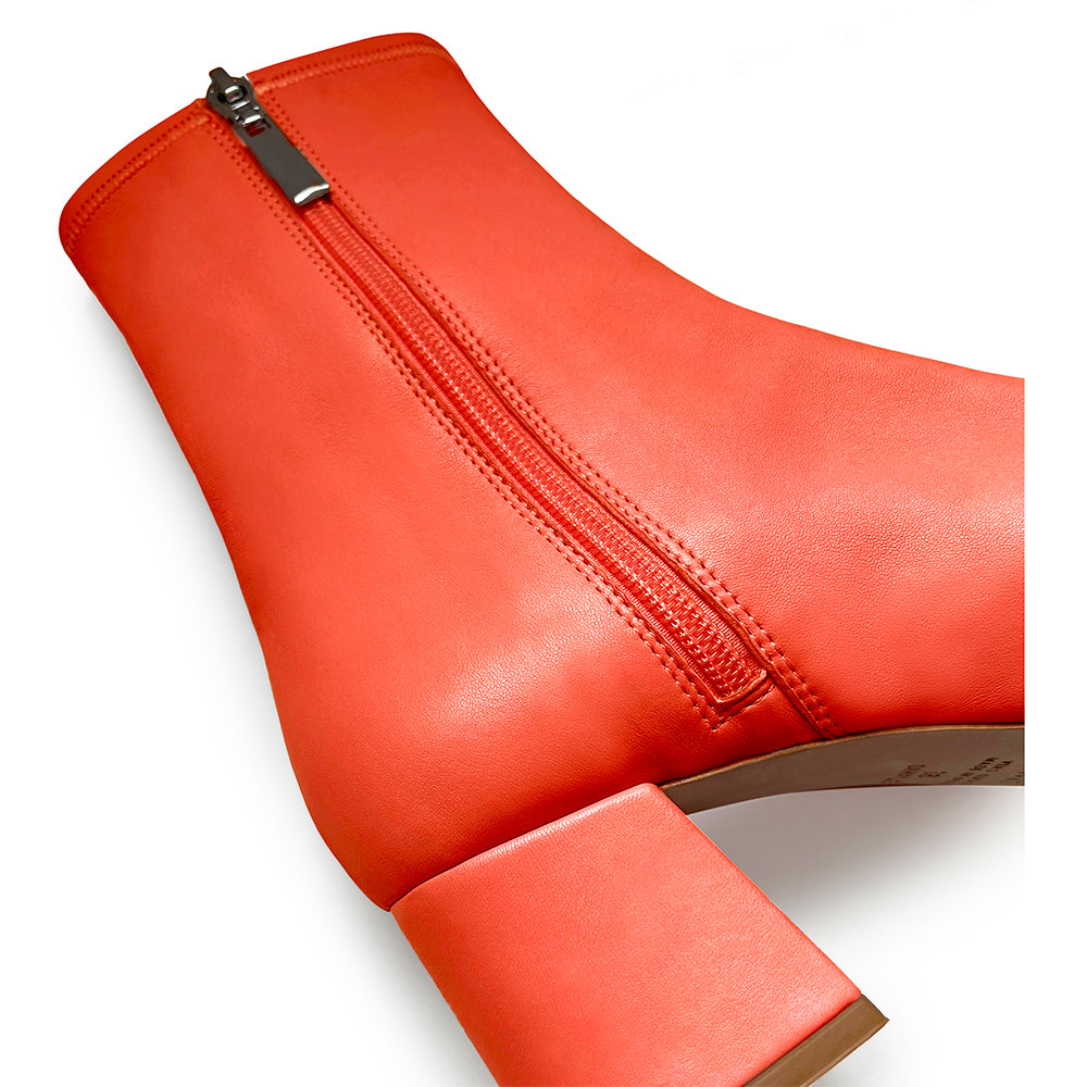 Daniella Shevel Milani Stretch Bootie in Lobster Red Inside Zipper Detail View