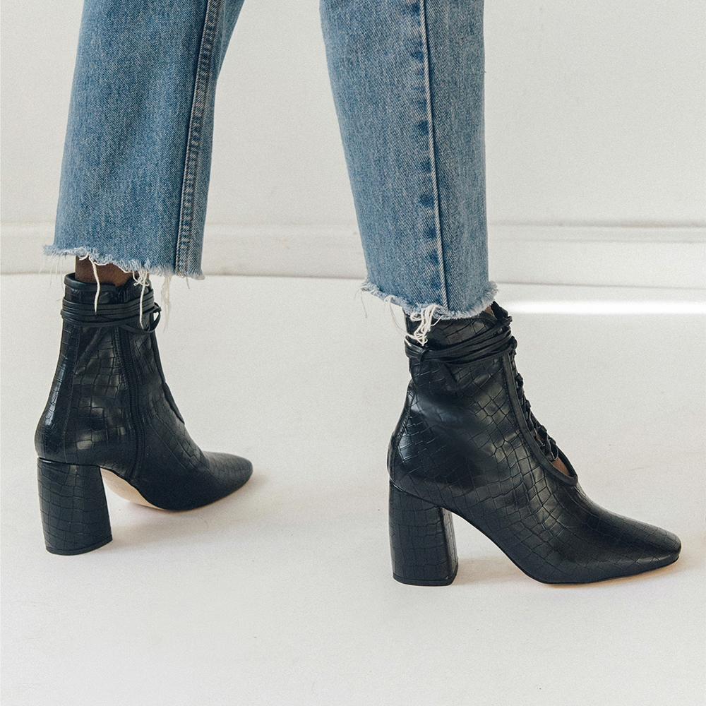 BellaDonna Brown Vegan Leather Designer Boot with Lace Up Detail ...