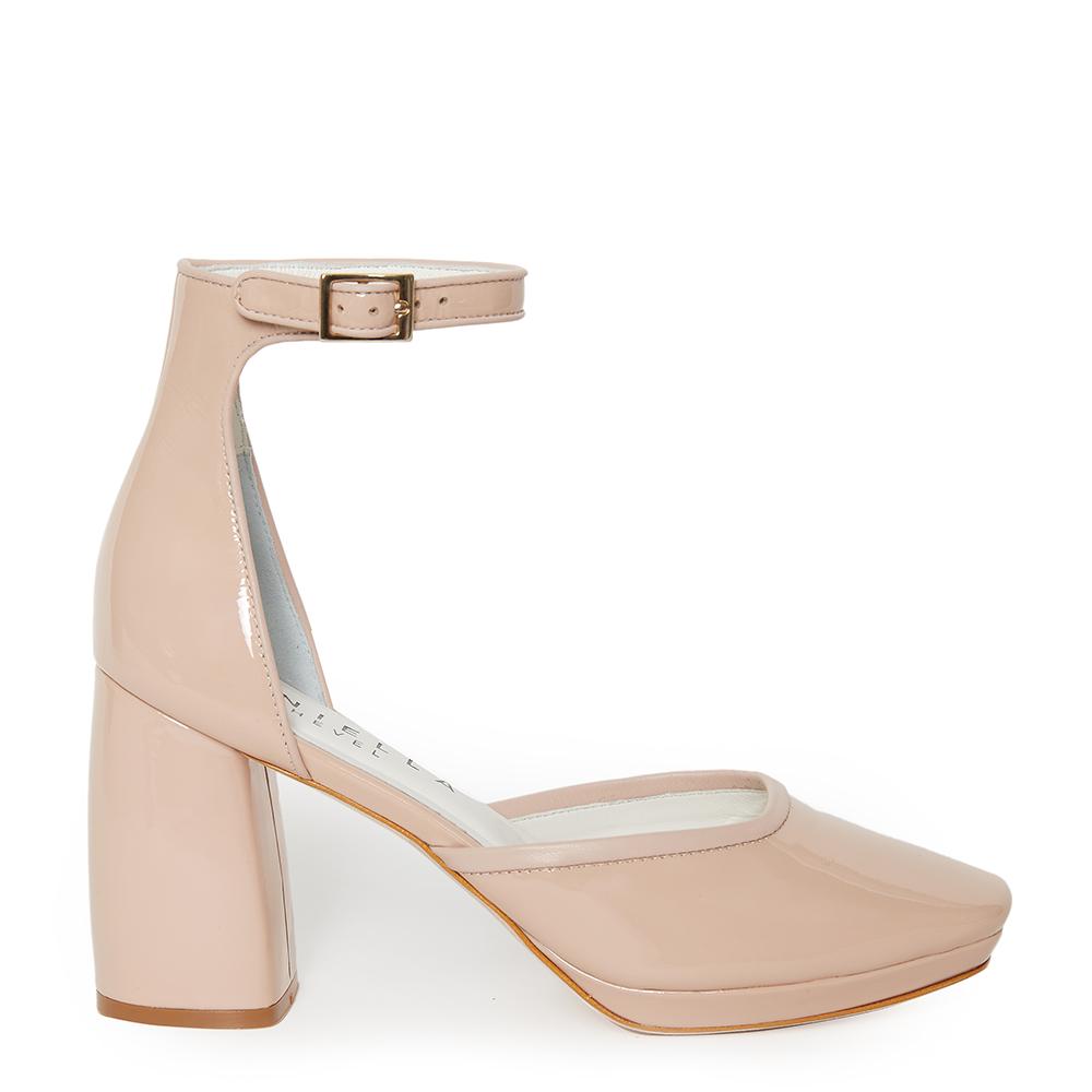 Nude patent leather block heel hotsell