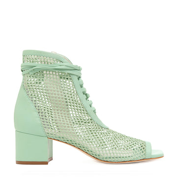 Daniella Shevel Nola Mint Green Mesh Low Heel Open Toe Bootie Side View