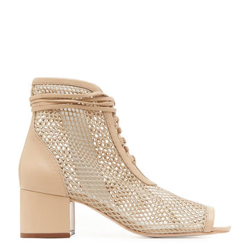 Daniella Shevel Nola Nude Mesh Low Heel Open Toe Bootie Side View